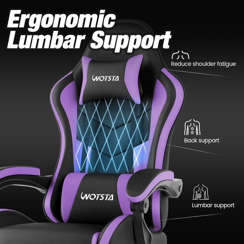 Gaming Chair with Footrest Ergonomic Computer Lumbar Support