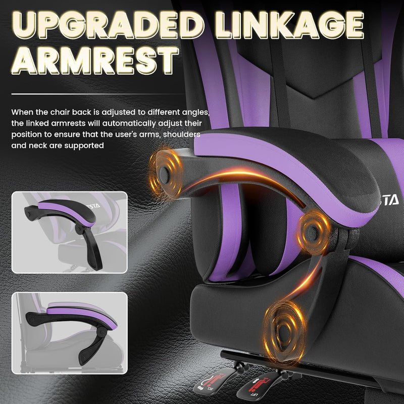 Gaming Chair with Footrest Ergonomic Computer Lumbar Support