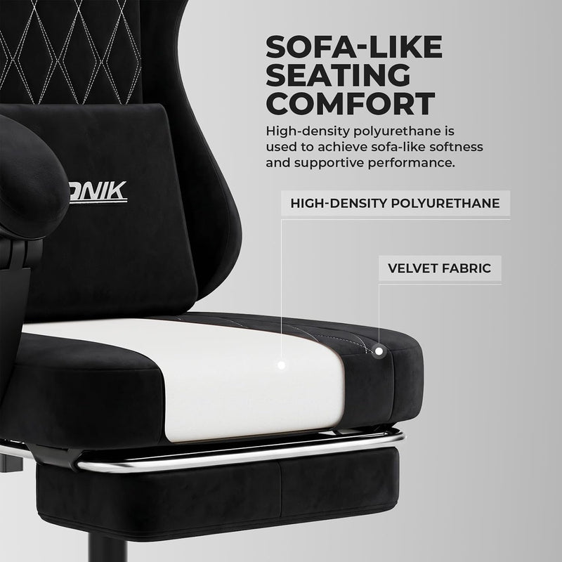 Gaming Chair with Footrest Ergonomic Office Lumbar Support