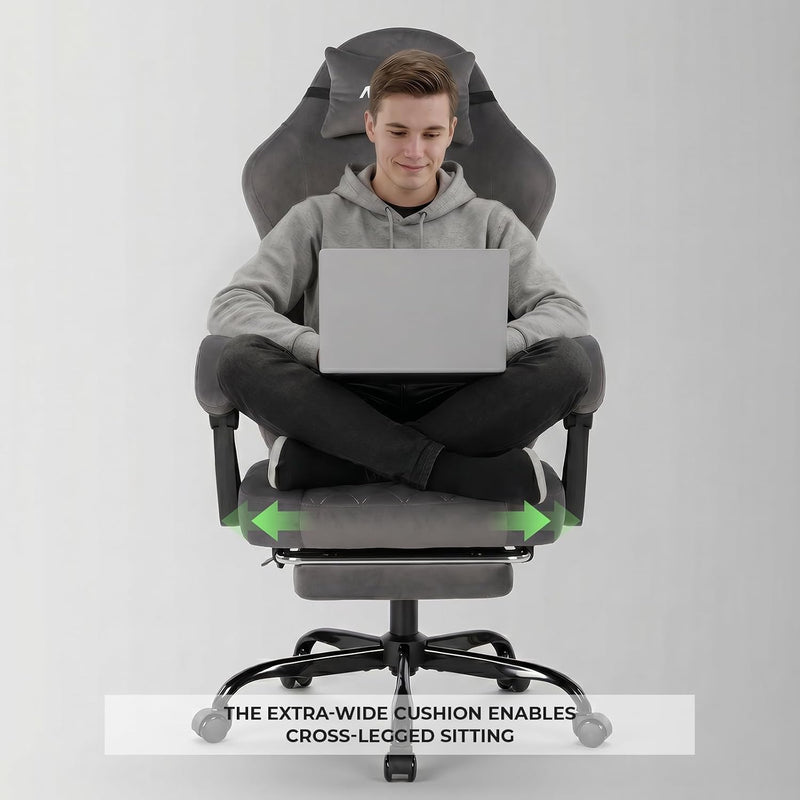 Gaming Chair with Footrest Ergonomic Office Lumbar Support