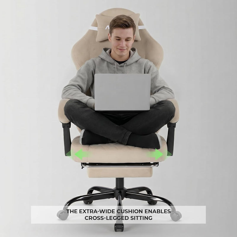 Gaming Chair with Footrest Ergonomic Office Lumbar Support