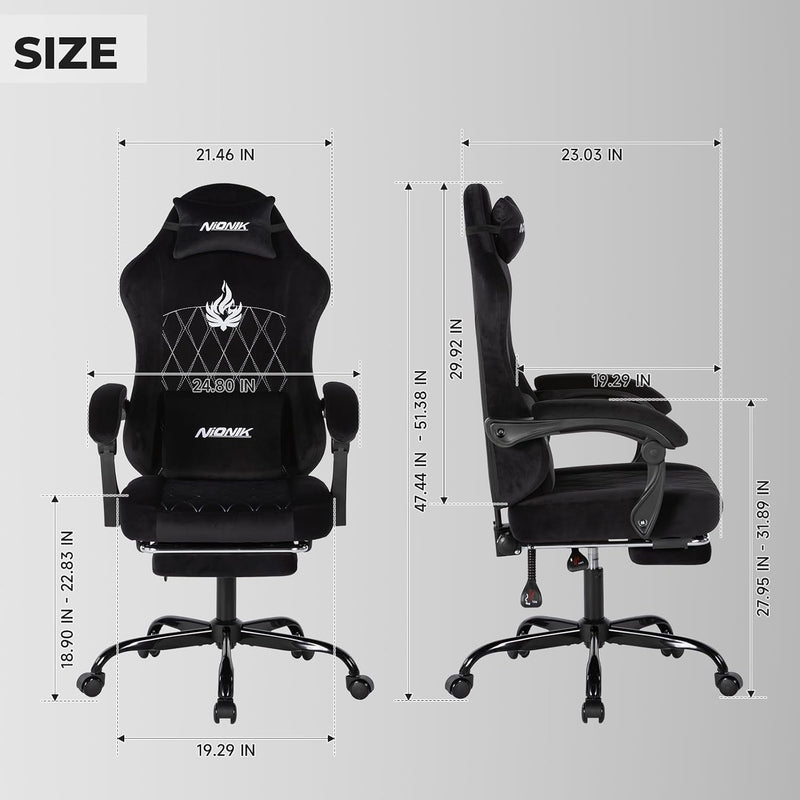Gaming Chair with Footrest Ergonomic Office Lumbar Support