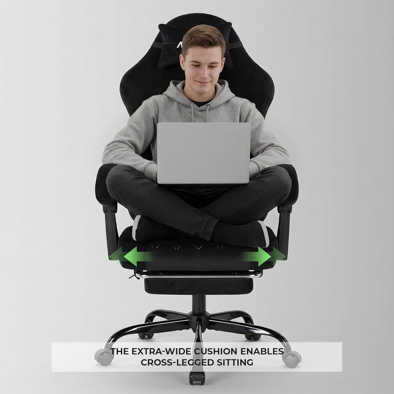 Gaming Chair with Footrest Ergonomic Office Lumbar Support