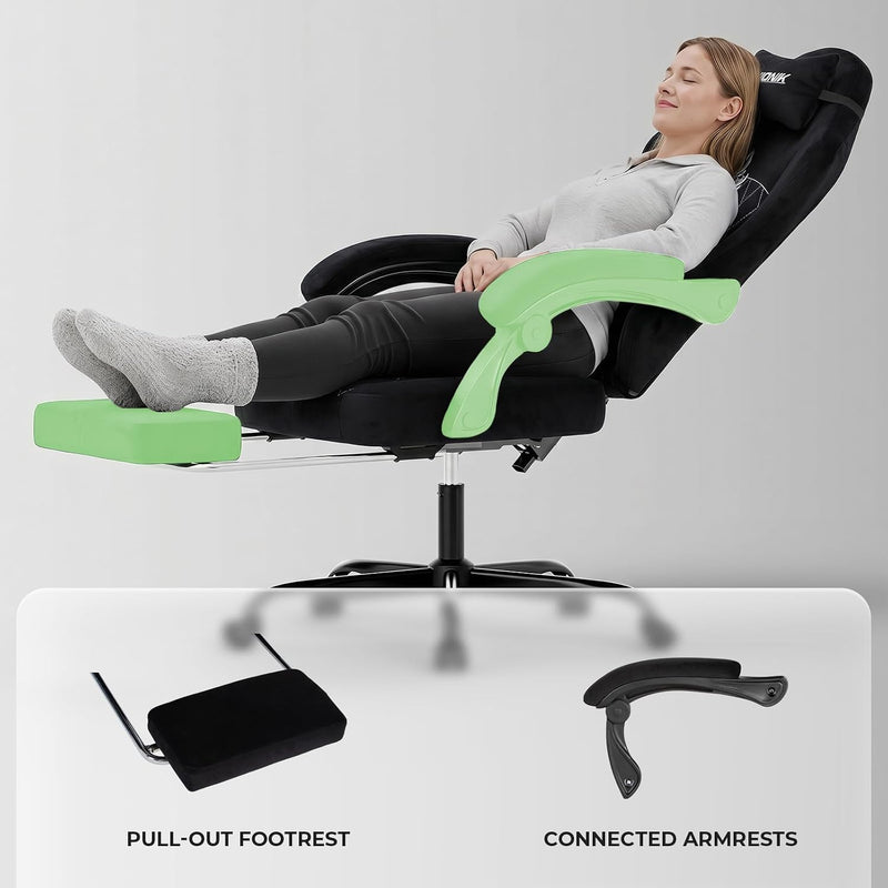 Gaming Chair with Footrest Ergonomic Office Lumbar Support