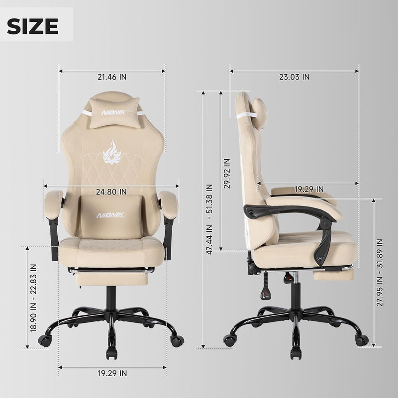 Gaming Chair with Footrest Ergonomic Office Lumbar Support