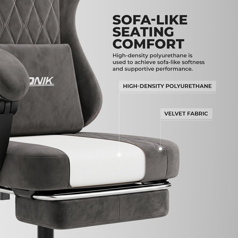 Gaming Chair with Footrest Ergonomic Office Lumbar Support
