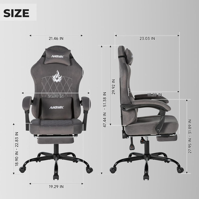 Gaming Chair with Footrest Ergonomic Office Lumbar Support