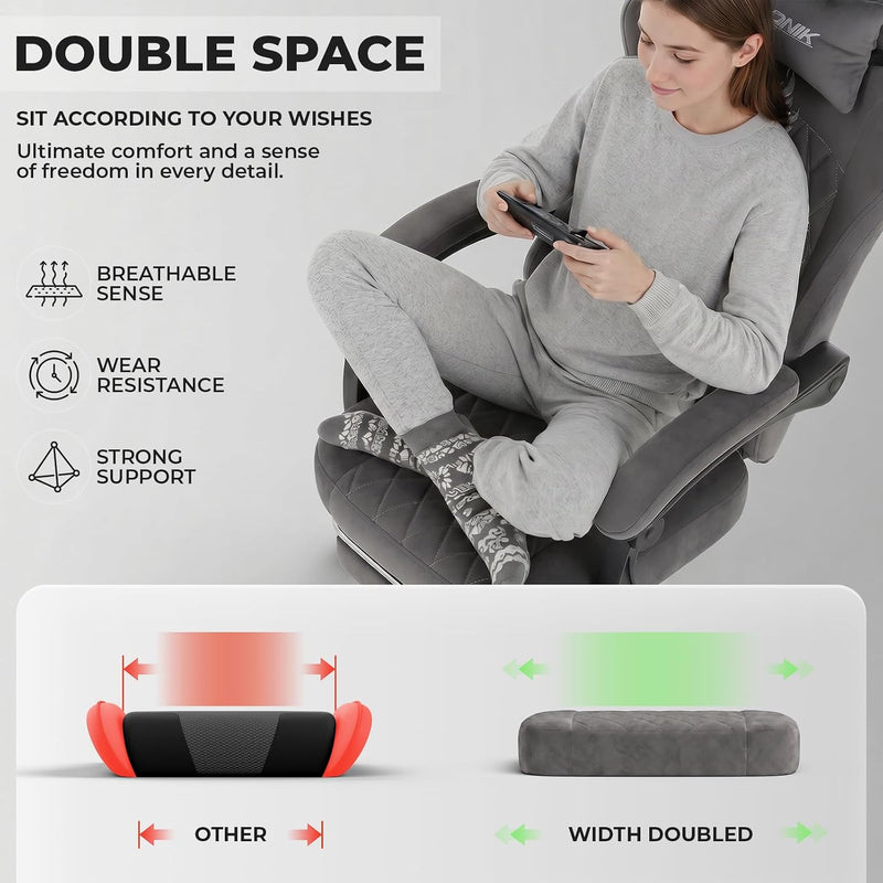 Gaming Chair with Footrest Ergonomic Office Lumbar Support