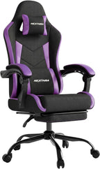 Gaming Chair with Footrest Lumbar Ergonomic Leather Mesh