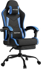 Gaming Chair with Footrest Lumbar Ergonomic Leather Mesh