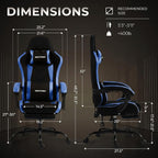 Gaming Chair with Footrest Lumbar Ergonomic Leather Mesh