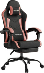 Gaming Chair with Footrest Lumbar Ergonomic Leather Mesh