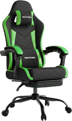 Gaming Chair with Footrest Lumbar Ergonomic Leather Mesh