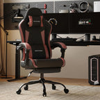 Gaming Chair with Footrest Lumbar Ergonomic Leather Mesh