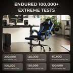 Gaming Chair with Footrest Lumbar Ergonomic Leather Mesh