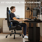 Gaming Chair with Footrest Lumbar Ergonomic Leather Mesh