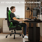 Gaming Chair with Footrest Lumbar Ergonomic Leather Mesh