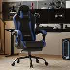 Gaming Chair with Footrest Lumbar Ergonomic Leather Mesh