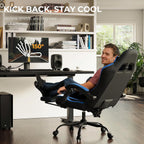 Gaming Chair with Footrest Lumbar Ergonomic Leather Mesh