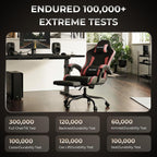 Gaming Chair with Footrest Lumbar Ergonomic Leather Mesh