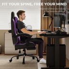 Gaming Chair with Footrest Lumbar Ergonomic Leather Mesh