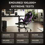 Gaming Chair with Footrest Lumbar Ergonomic Leather Mesh