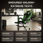 Gaming Chair with Footrest Lumbar Ergonomic Leather Mesh