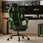 Gaming Chair with Footrest Lumbar Ergonomic Leather Mesh