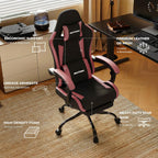 Gaming Chair with Footrest Lumbar Ergonomic Leather Mesh
