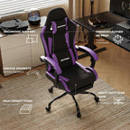 Gaming Chair with Footrest Lumbar Ergonomic Leather Mesh