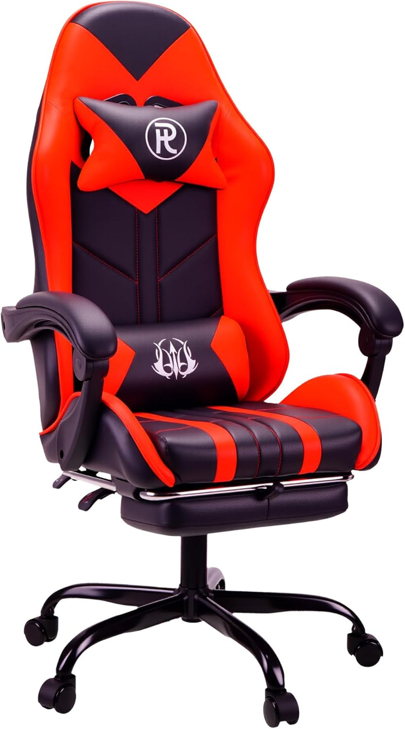 Gaming Chair with Footrest Lumbar Support Reclining Swivel