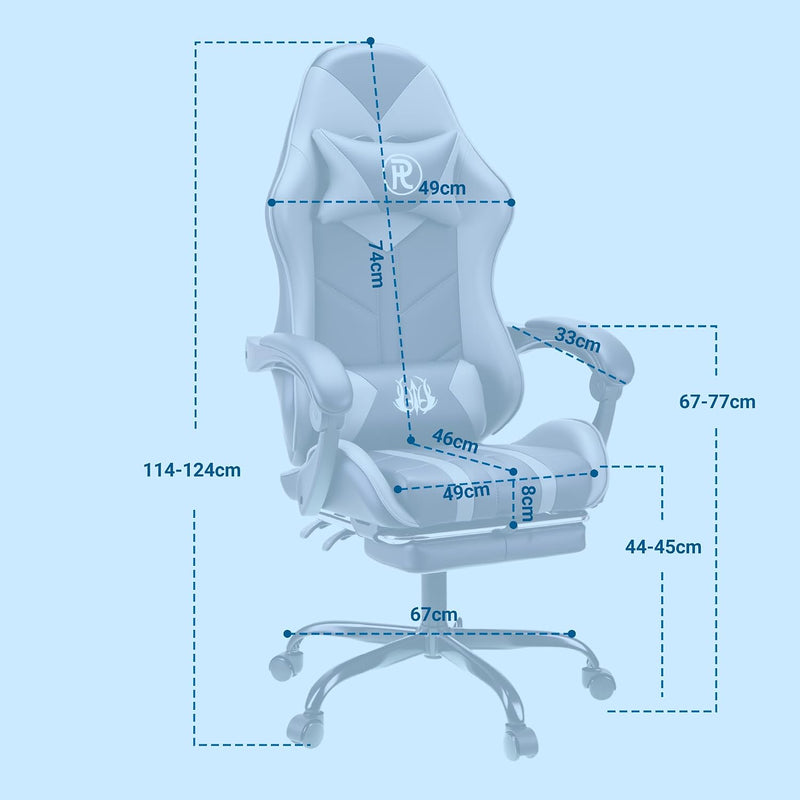 Gaming Chair with Footrest Lumbar Support Reclining Swivel