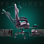 Gaming Chair with Footrest Lumbar Support Reclining Swivel