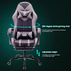 Gaming Chair with Footrest Lumbar Support Reclining Swivel