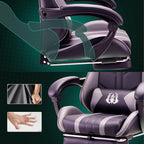 Gaming Chair with Footrest Lumbar Support Reclining Swivel