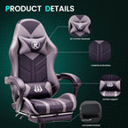 Gaming Chair with Footrest Lumbar Support Reclining Swivel