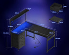Gaming Desk L-Shape with 4 Drawers 110x80CM