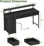 Gaming Desk with 6 Fabric Drawers Monitor Stand