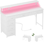 Gaming Desk with 6 Fabric Drawers Monitor Stand