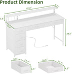 Gaming Desk with 6 Fabric Drawers Monitor Stand