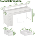 Gaming Desk with 6 Fabric Drawers Monitor Stand