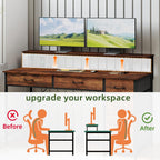 Gaming Desk with 6 Fabric Drawers Monitor Stand