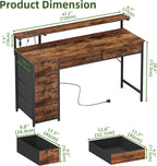 Gaming Desk with 6 Fabric Drawers Monitor Stand