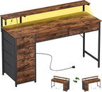 Gaming Desk with 6 Fabric Drawers Monitor Stand