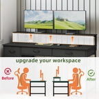 Gaming Desk with 6 Fabric Drawers Monitor Stand
