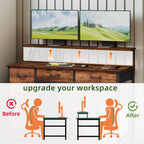 Gaming Desk with 6 Fabric Drawers Monitor Stand
