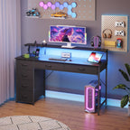 Gaming Desk with 6 Fabric Drawers Monitor Stand
