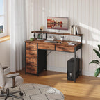 Gaming Desk with 6 Fabric Drawers Monitor Stand