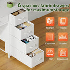 Gaming Desk with 6 Fabric Drawers Monitor Stand