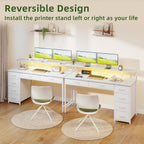Gaming Desk with 6 Fabric Drawers Monitor Stand